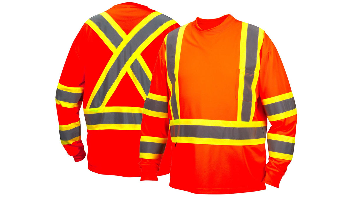 Pyramex RCLTS3120L RCLTS31 Series Long Sleeve T-Shirts Long sleeve moisture wicking t-shirt in orange - large Hi-vis Orange