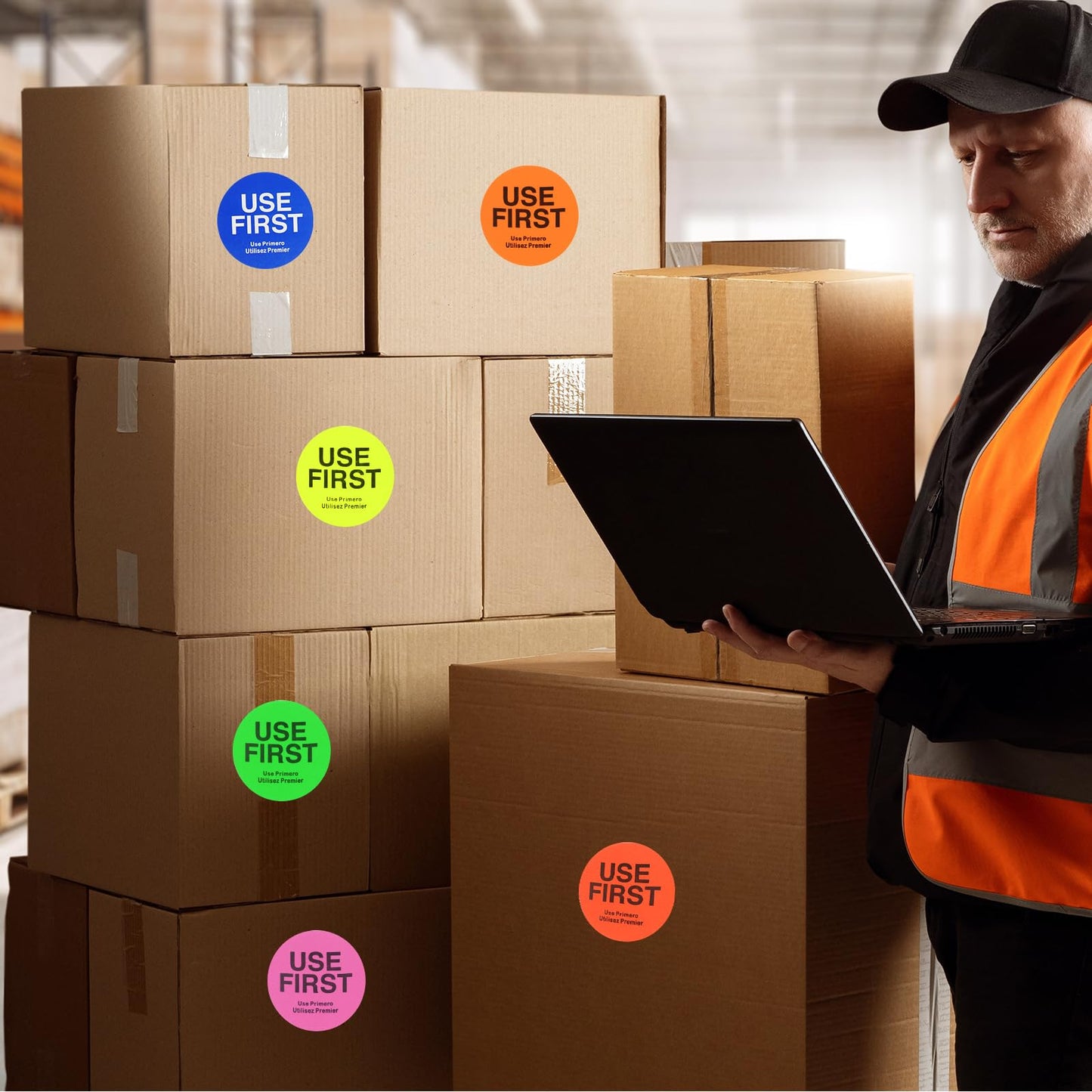 PATIKIL Use First Stickers 1.5 Inch, 1000 Pieces Food Service Inventory Control Labels for Restaurant Kitchen Warehouse, Fluorescence Green