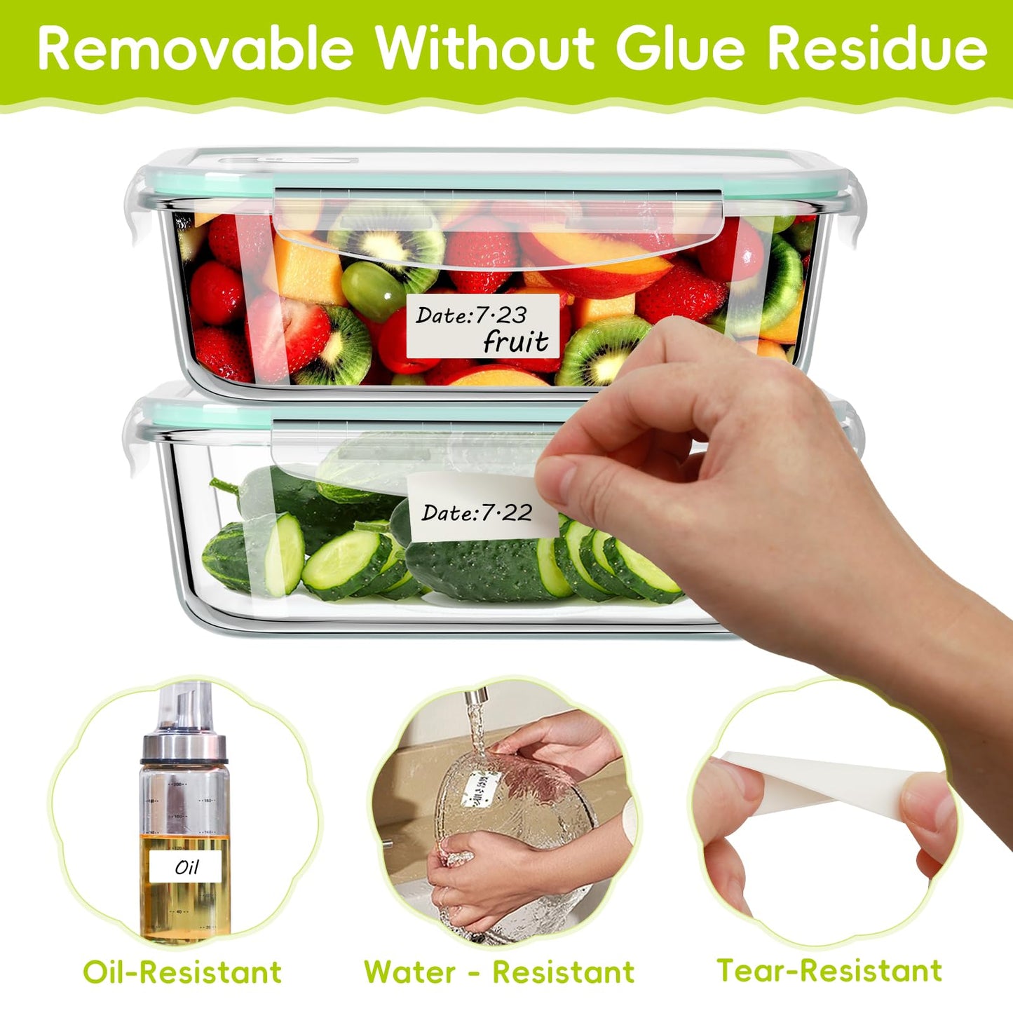 1200 Blank Removable Freezer Labels Water Oil Resistant with Perforation Line for Easy Distribution and Use,Apply Food containers Jars,and Kitchen Pantry Organization (1 "x 2") 1200 Pcs - 1 "x 2"