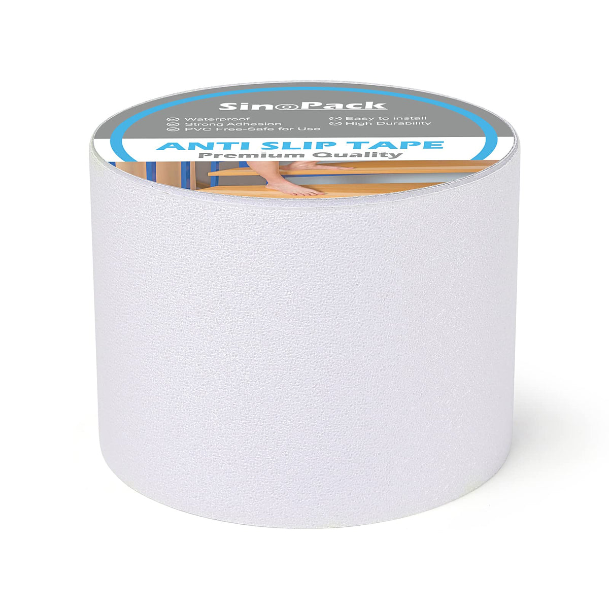Clear Non Skid Tape 4Inch x 30FT Grip Tape Heavy Duty Waterproof Non Slip Roll Easy to Cut Waterproof for Stairs Safety Non Skid, Comfortable for Bare Foot Clear