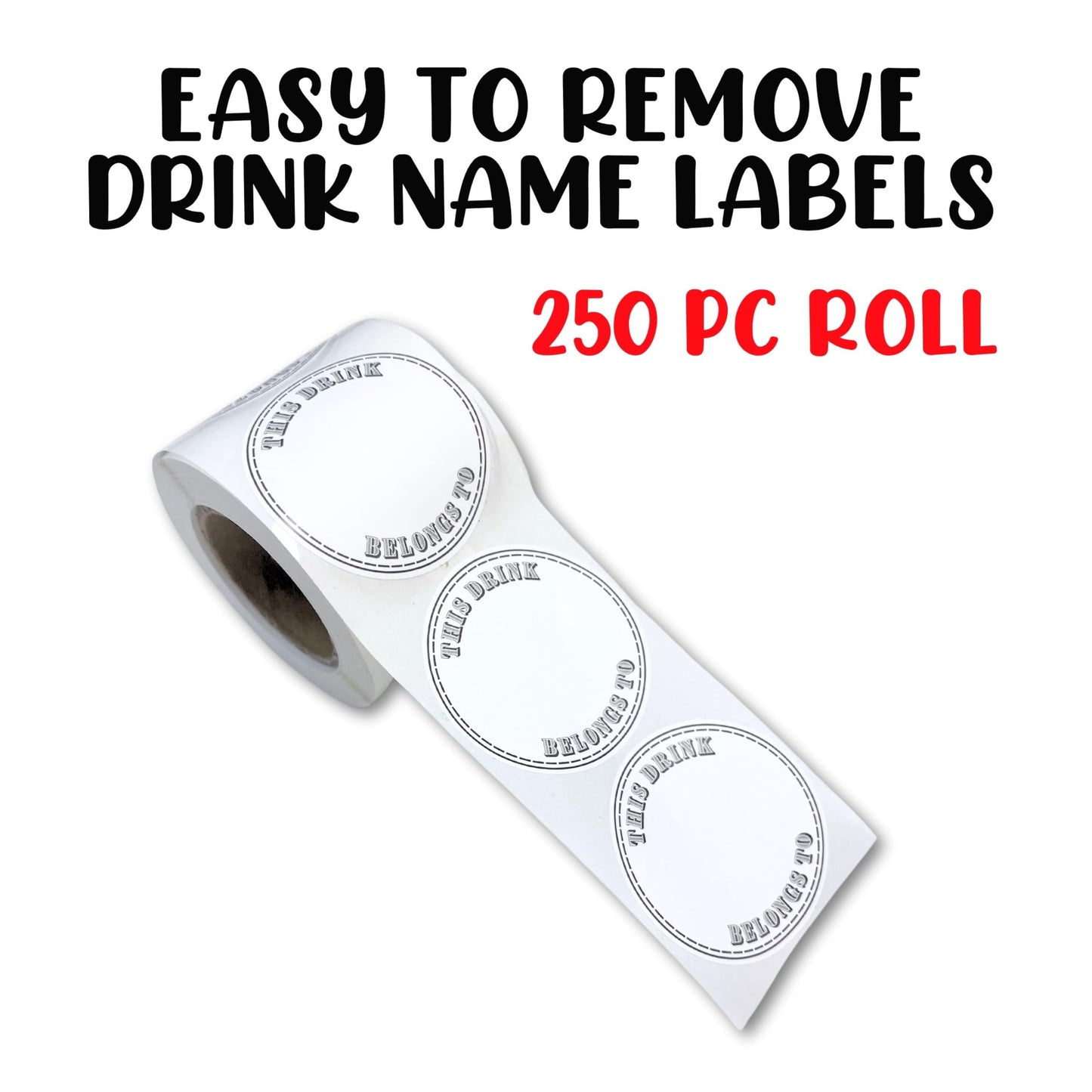 This Drink Belongs to Easy to Remove Vinyl 2” Sticker for Party Cups | 250 Piece Roll use with any Permanent Marker or Pen Minimalist for Writing Name on Christmas Fall Holiday Parties Drink Label