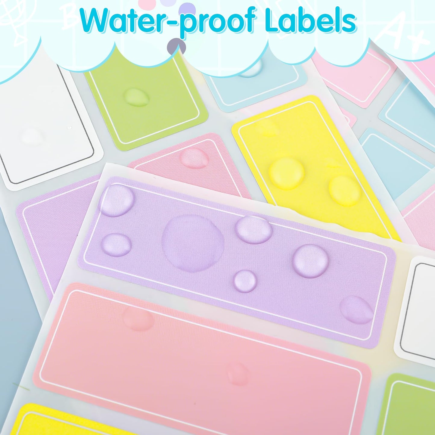 Waterproof Labels Stickers, Mabor 560 PCS Daycare Bottles Colored Removable Adhesive Name Label Stickers for Baby Kids School Supplies, Water Bottles,Home Storage Bottles
