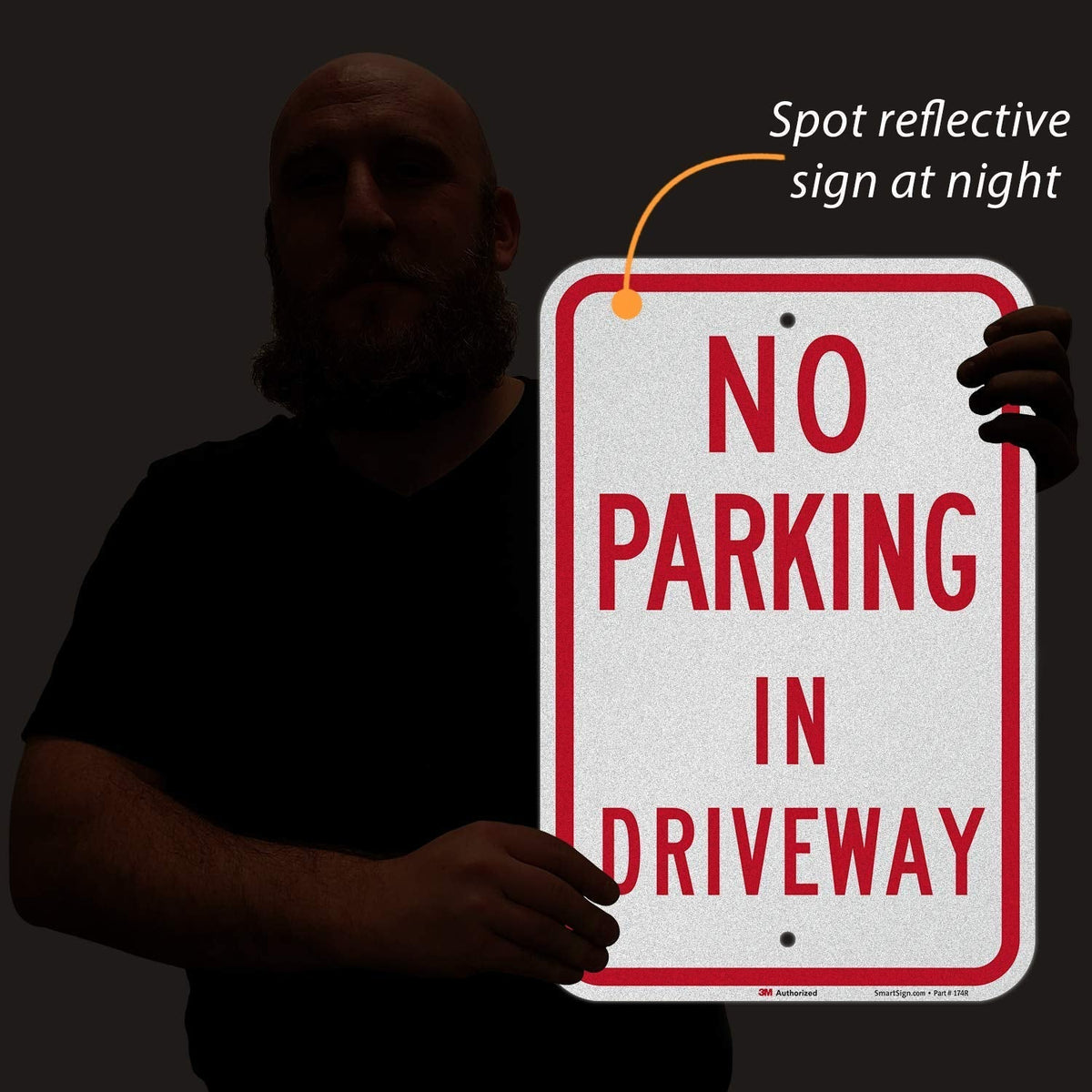 SmartSign "No Parking in Driveway" Sign | 12" x 18" 3M Engineer Grade Reflective Aluminum EG Reflective Aluminum