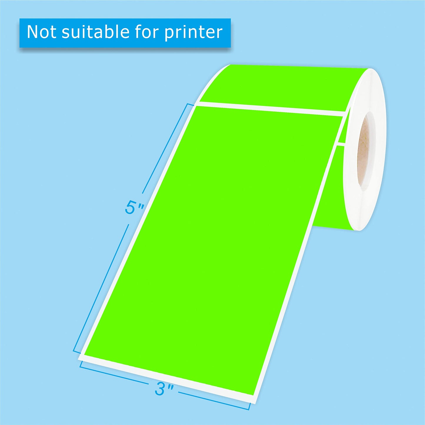 PARLAIM 3 x 5 inch Rectangle Sticker Labels, 250PCS Adhesive Color Coding Stickers for Moving Box Inventory Label, Fluorescent Green 1 Roll-250PCS