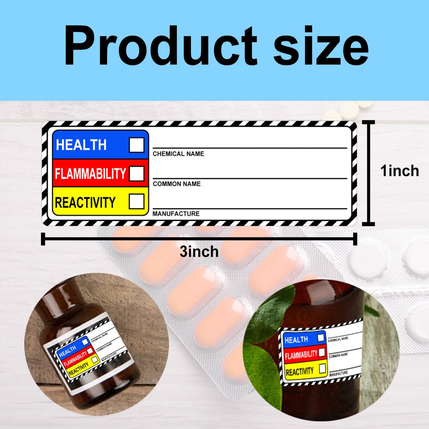 SDS Stickers/MSDS Stickers for Chemical Safety Data 1 X 3 Inches Chemical Identifying and Marking Sticker Decals HIMG NFPA Label 500 Pcs