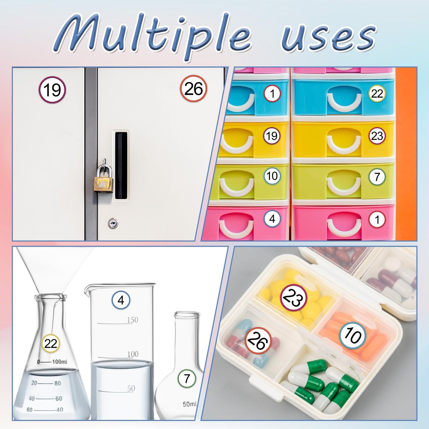 1000 Pcs Number Stickers 1-40 20 Sheets Dot Consecutive Number Labels Removable Self-Adhesive Colored Numbered Decals Without Residue for Office Classroom Indoor Storage Boxes Desks Chairs