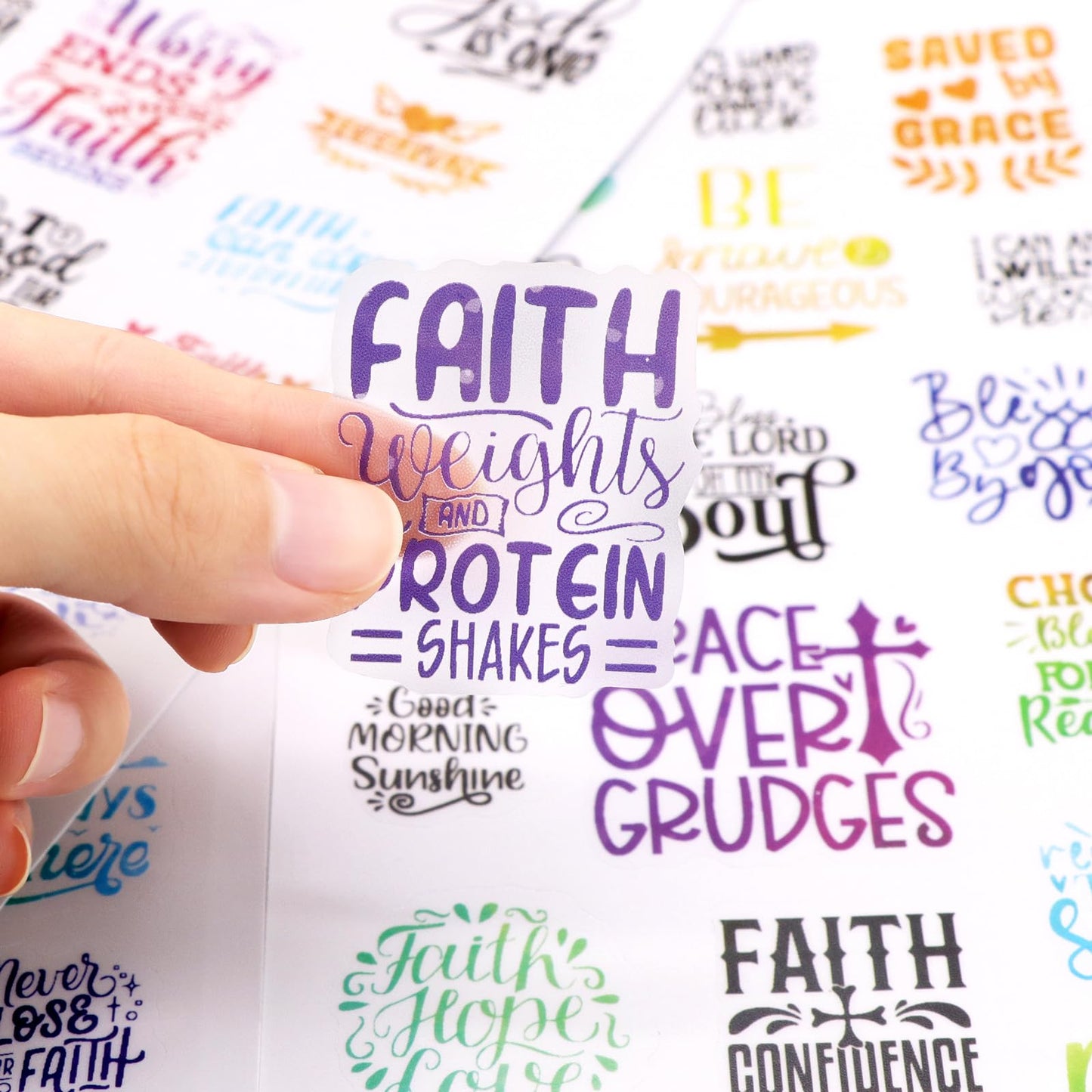 Bible Verse Stickers Inspirational Clear Bible Stickers for Crafts Christian Religious Faith Labels for Water Bottle Scrapbooking Calendar Diary Planner Inspirational Prayer Board Stickers