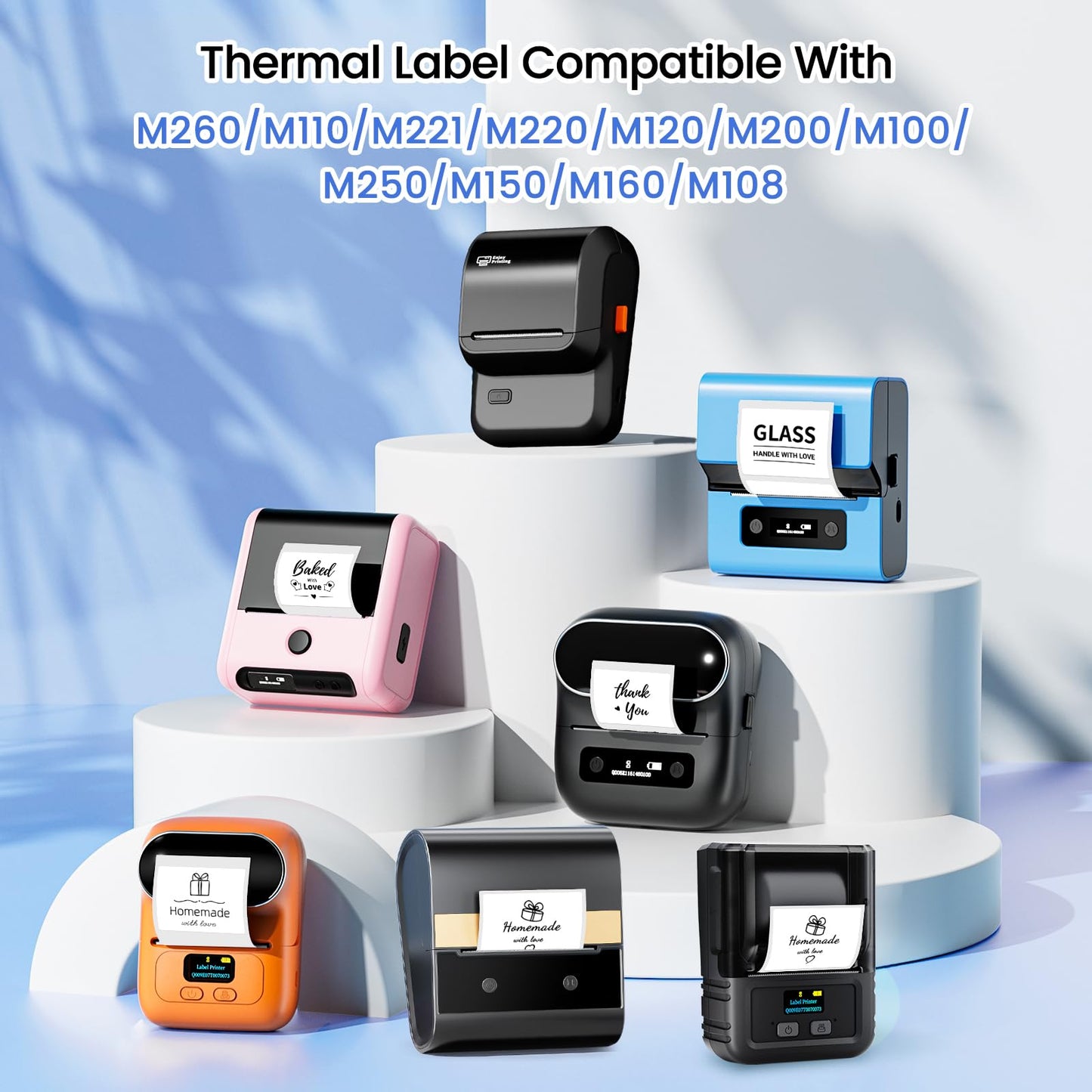 Round Sticker Label Compatible with M100/M110/M120/M260/M220/M150, 1.96" x 1.96"(50x50 mm), Thermal Circle Gradient Color Label for Logo/Gift Labels/Thank You Label/,140 Labels/Roll