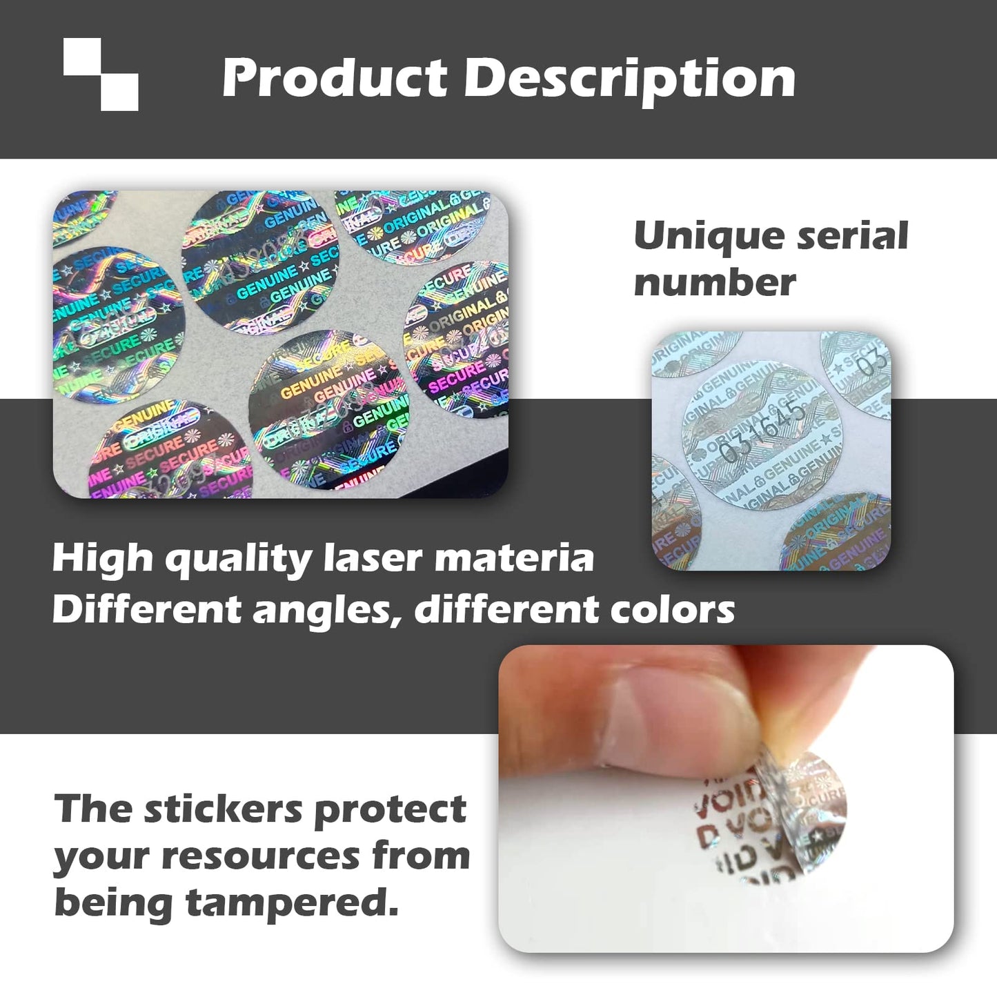 180pcs Tamper Proof Hologram Stickers Security Genuine Original Guaranteed Labels Warranty Void Seal Tamper evident Stickers with Unique Serial Number (0.6inch,Circular) 180pcs