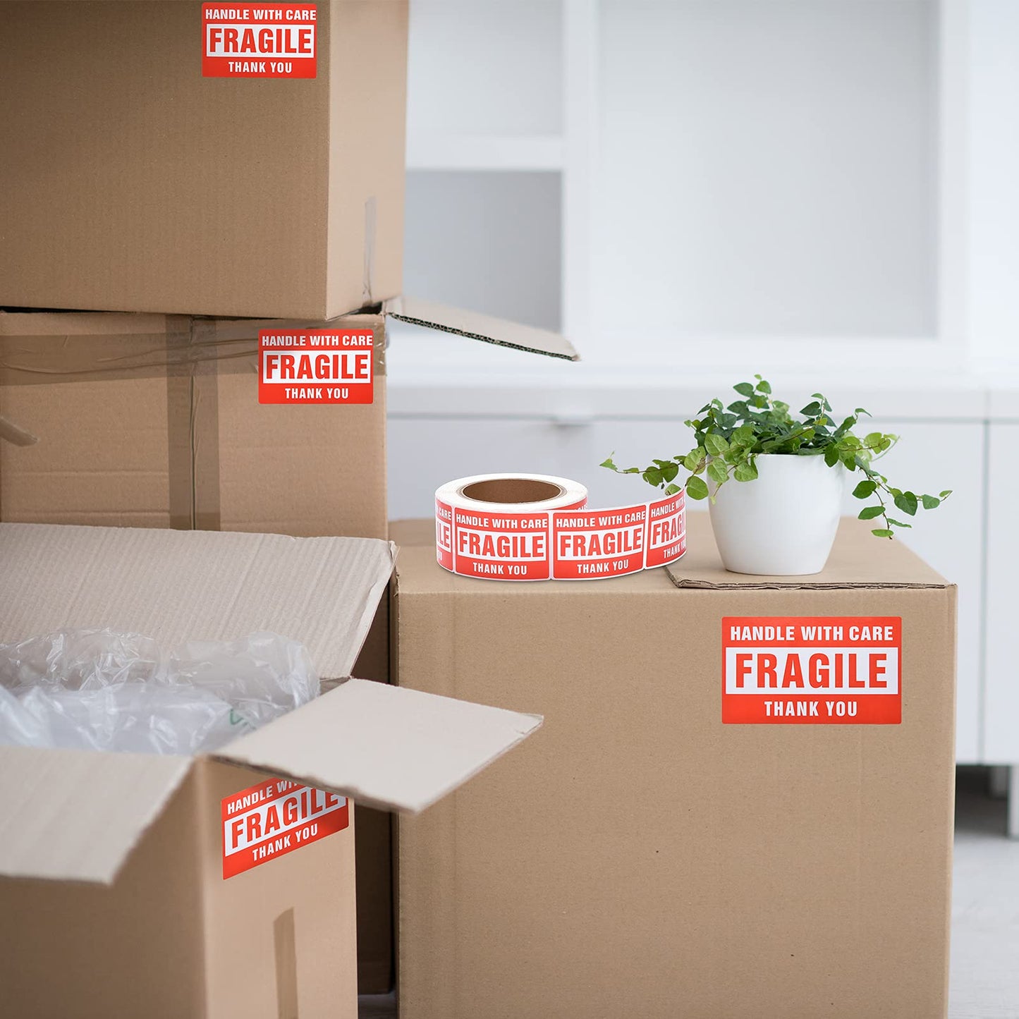 Pacific Mailer Fragile Stickers for Shipping 2in x 3in Handle with Care Fragile Labels Shipping Stickers Total 100 Labels Per Roll 2" x 3"