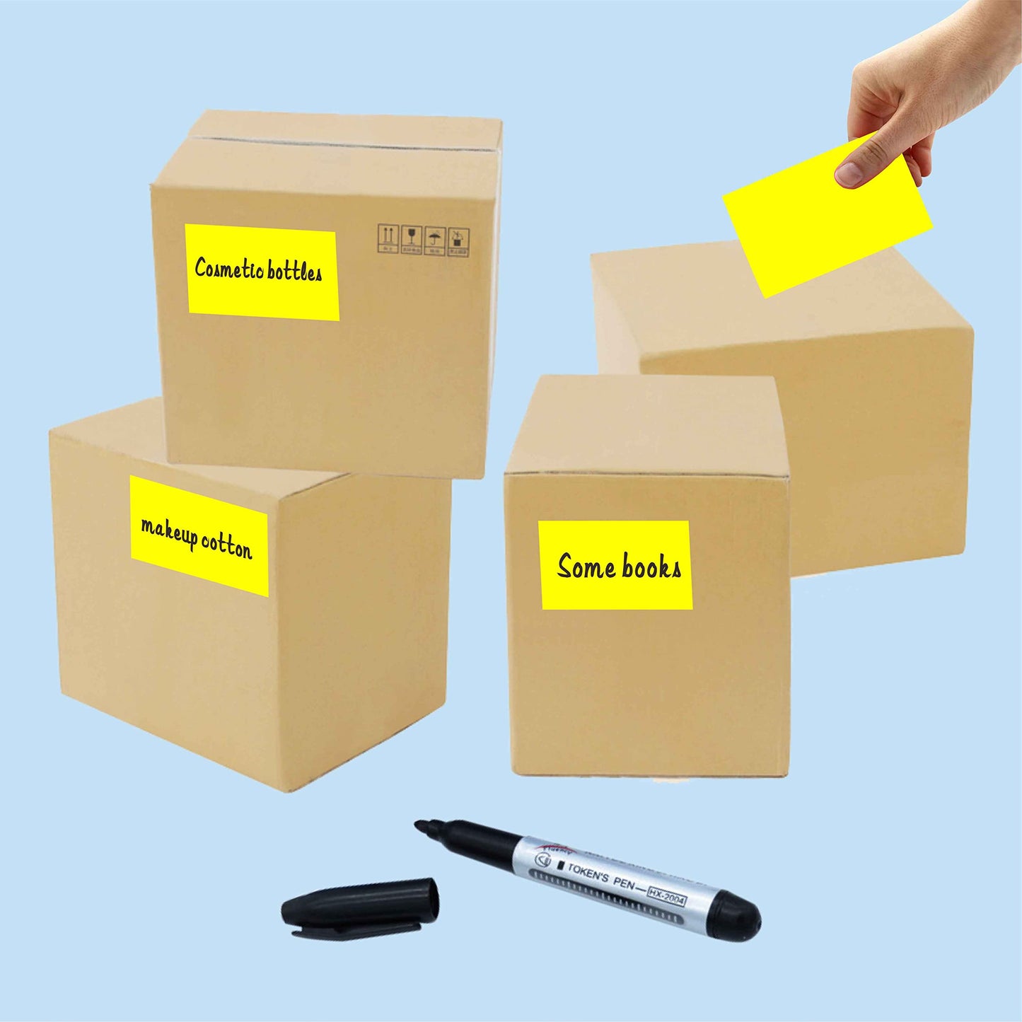 PARLAIM 3 x 5 inch Rectangle Sticker Labels, 250PCS Adhesive Color Coding Stickers for Moving Box Inventory Label, Fluorescent Yellow 1 Roll-250PCS
