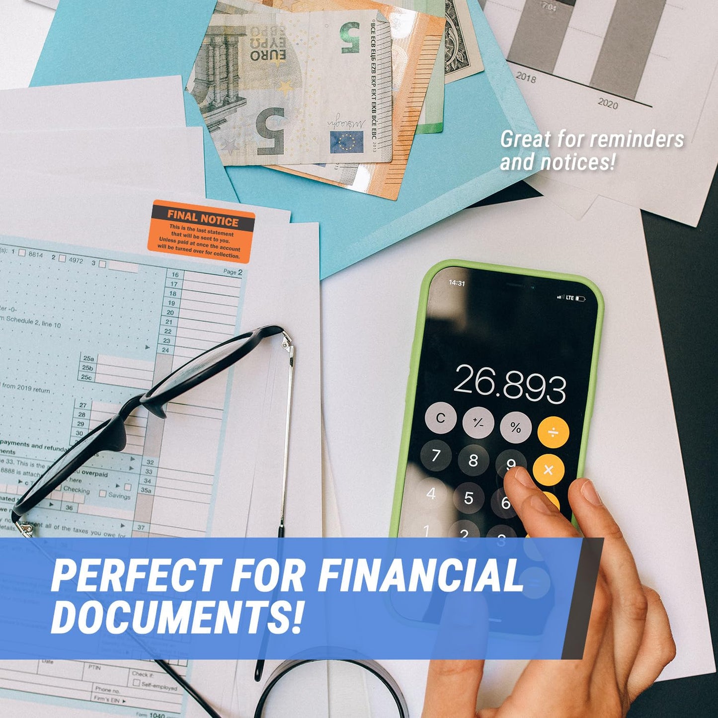 Final Notice The Last Statement - 2 x 1 Inch Bright Orange Past Due Stickers - Billing & Collection Reminder Overdue Stickers Delinquent Billing Statements Account Receivable Due - 300 Labels/Roll Final Notice (2 X 1) 1 Roll