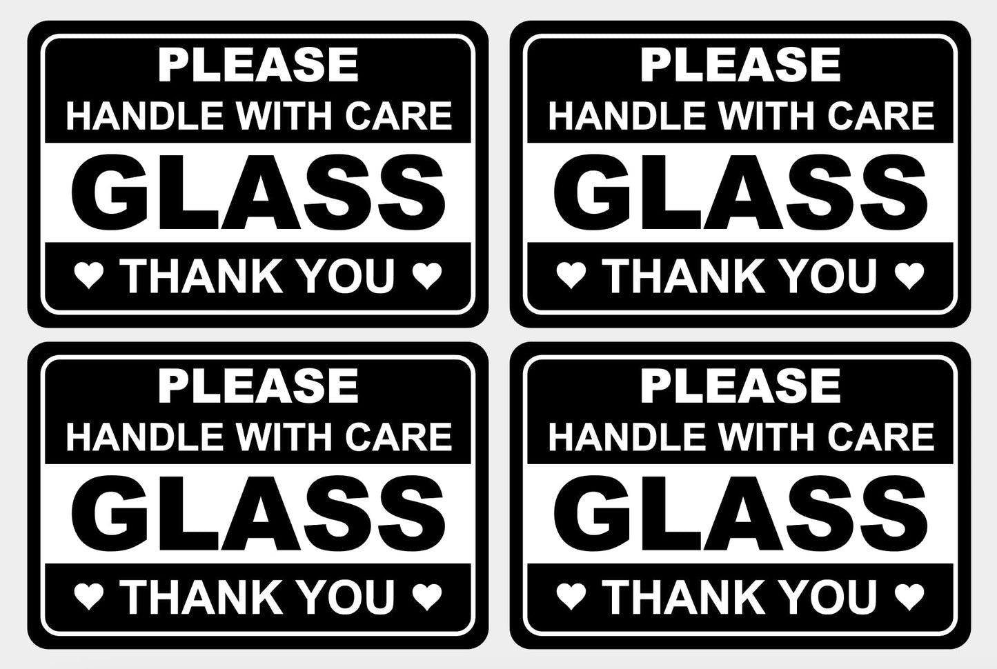 2"x3" 200 PCS Black Glass Handle with Care Stickers for Shipping Mailing Cartons Envelops Adhesive Labels