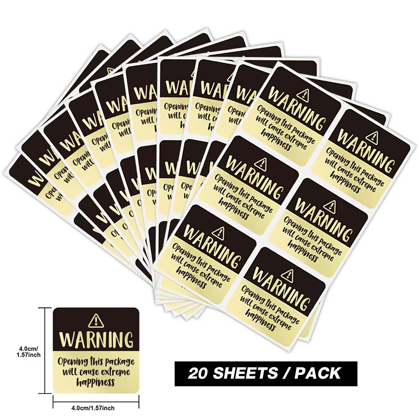 120 Extreme Happiness Labels, Warning Stickers, Small Business Packaging - 1.57 in x 1.57 in Yellow