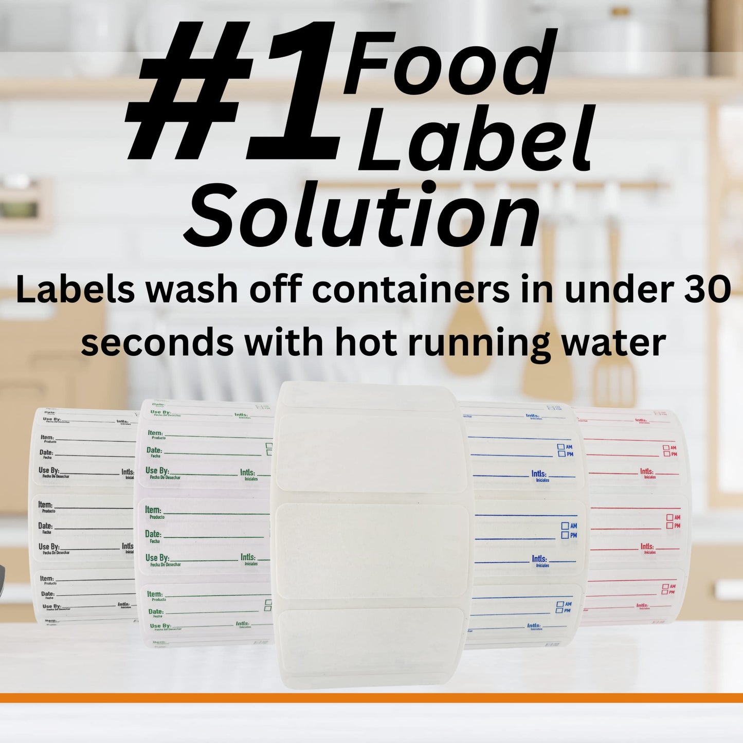 2x1 Dissolvable Labels for Food Storage - 500 Black Date Stickers for Containers
