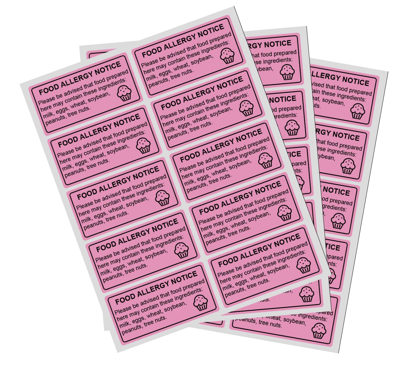1x2 inch 500PCS Food Allergy Warning Labels Allergies Restaurant Food Removable Labels Adhesive Stickers