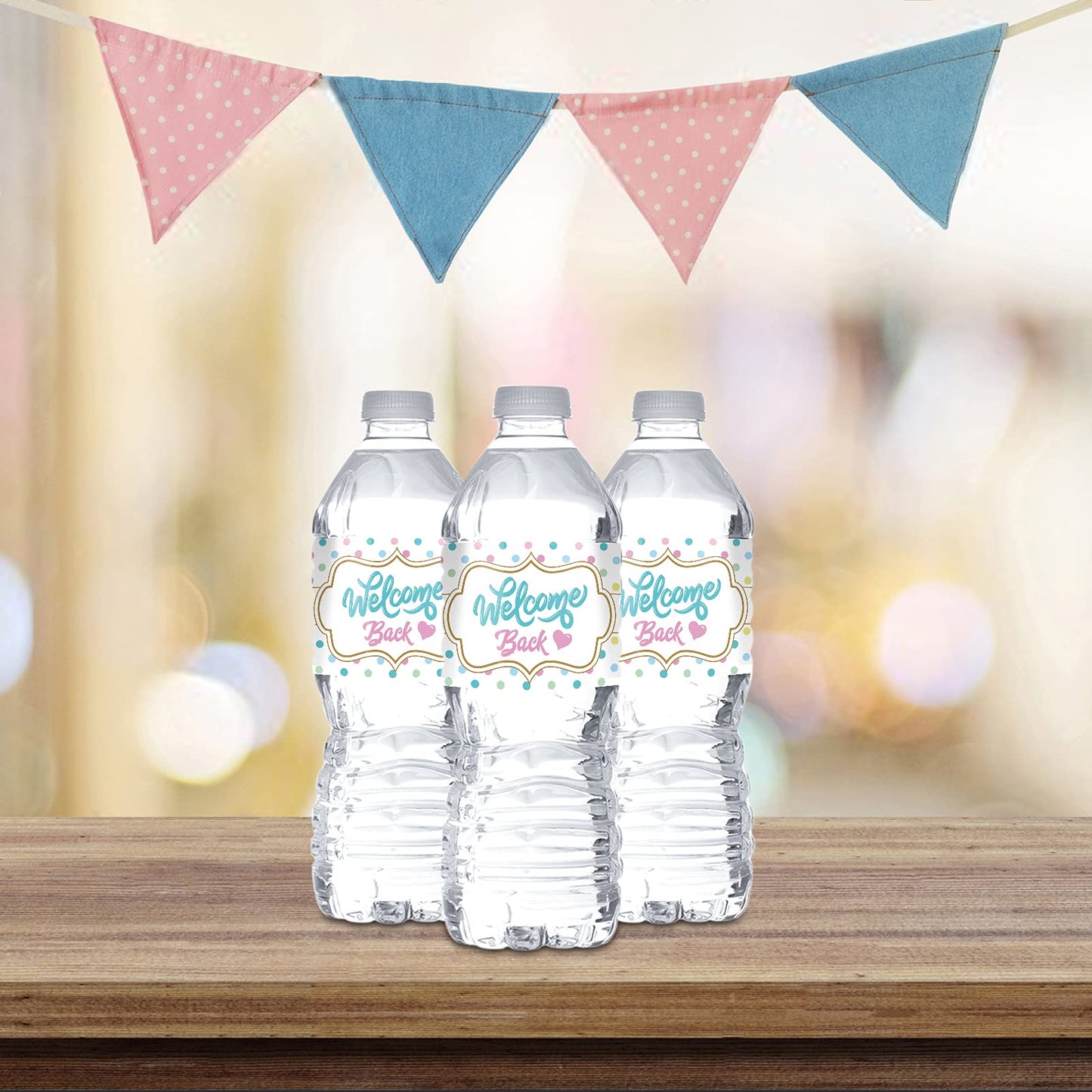 Colorful Welcome Back Water Bottle Labels Stickers/Retirement Bottle Stickers/Moving Away/Welcome Theme Decor/Home Party Water Labels Supplies (Set of 32)