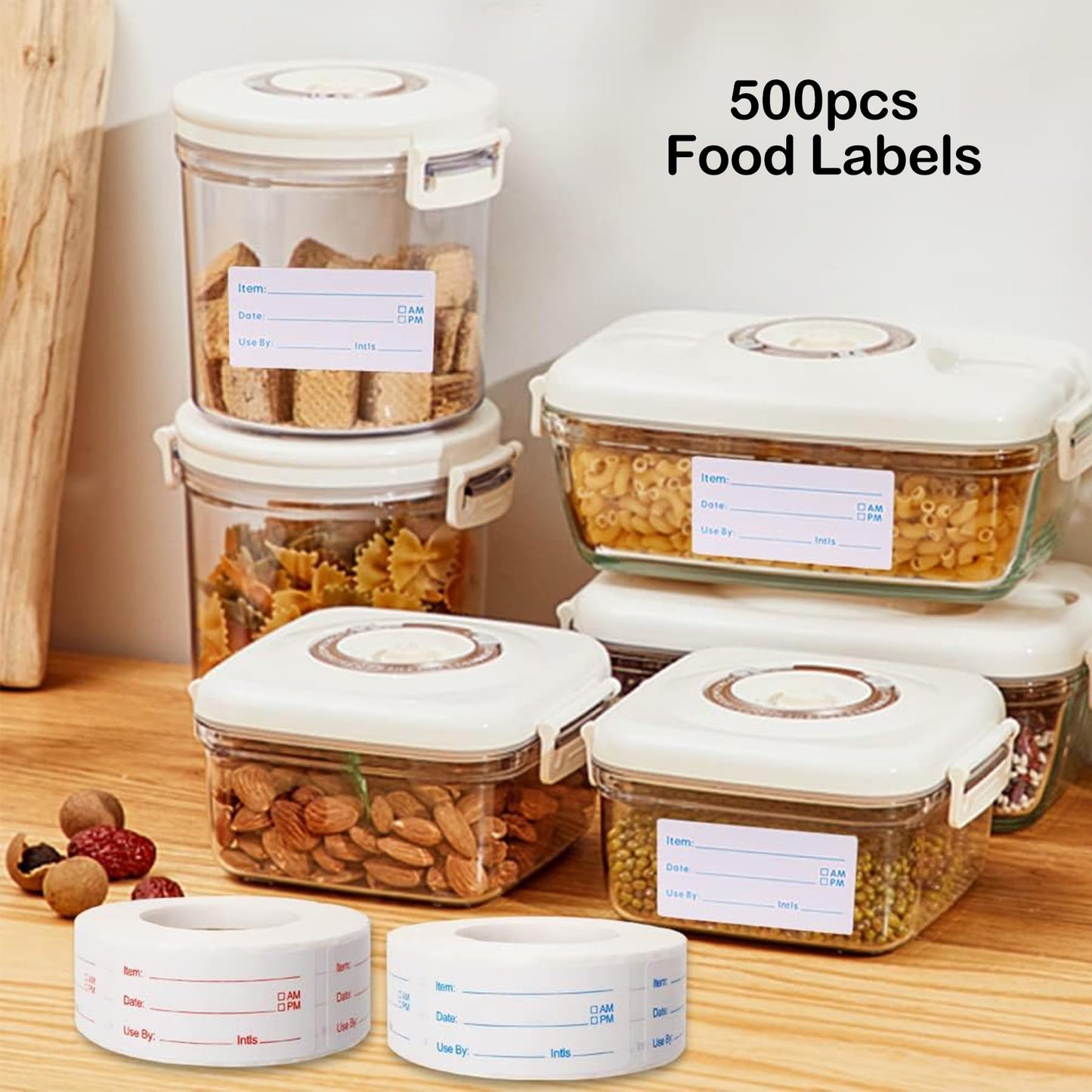 500 Pcs Freezer Labels, 1 x 2 Inch Food Date Stickers Food Date Labels Refrigerator Food Labels for Food Containers, Easy to Write On(Blue) Blue