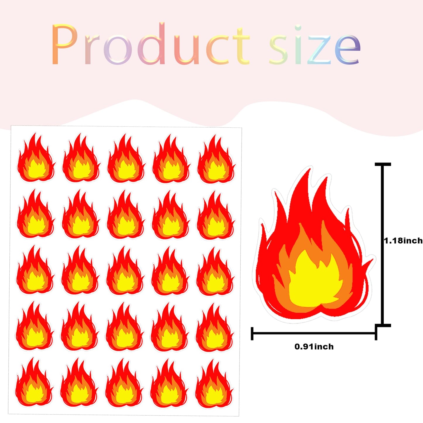 200 Pcs Vinyl Stickers Waterproof Flame Sticker Fire Labels - 1 Inch Fire Shaped Stickers Hot Labels Flame Hot Sticker for Scrapbooking Decoration Craft Supplies