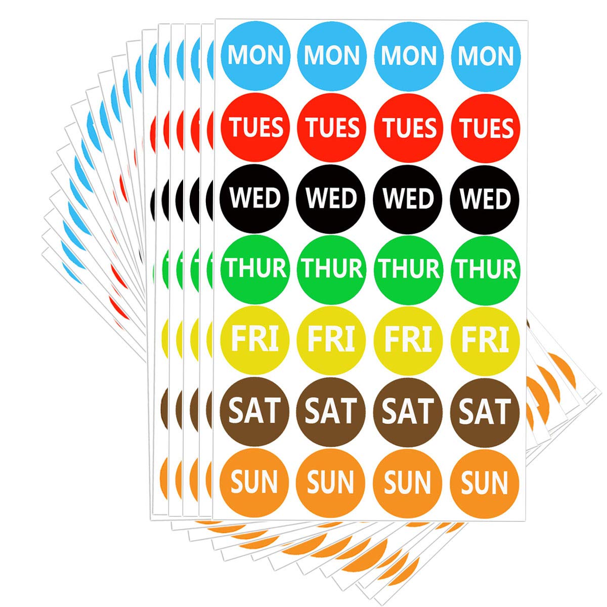 Remarkable 7 Days of The Week Labels Color Coding Dot Round Self Adhesive Stickers,1inch Round Dot Stickers-Mon,Tue,Wed,Thurs,Fri,Sat Sun-Food Rotation Labels(500 Pcs)