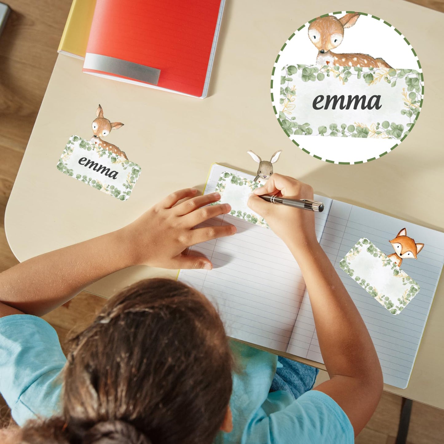 Whaline 54Pcs Woodland Animal Name Tag Stickers Jungle Animal Self Adhesive Decals Blank Name Labels for Home Classroom Office