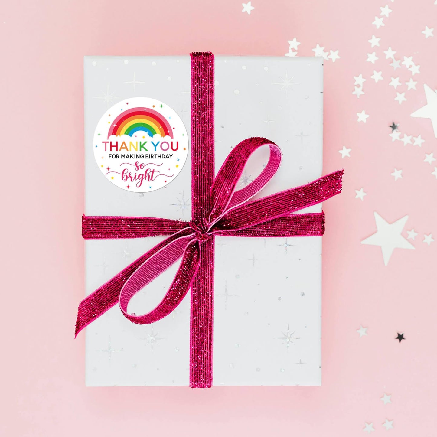 50 Pcs Watercolor Rainbow Thank You Stickers - 2 Inches Self Adhesive Round Label Stickers - Birthday Party Thank You Sticker Labels for Envelope, Packaging,Birthday,Wedding, Baby Shower Favors.