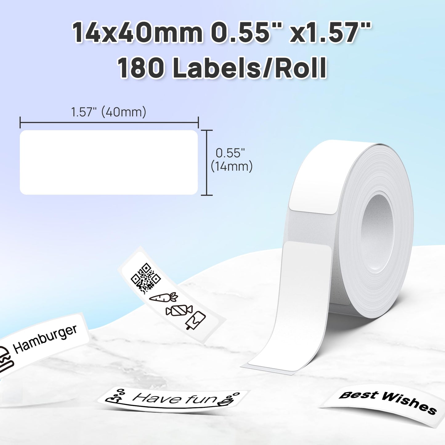 POLONO Genuine P31S Label Maker Tape, 14x40mm(0.55"x1.57"), Adapted Print Paper for Home/Office, Compatible With P31S Label Maker, 540 Labels/3 Roll, White