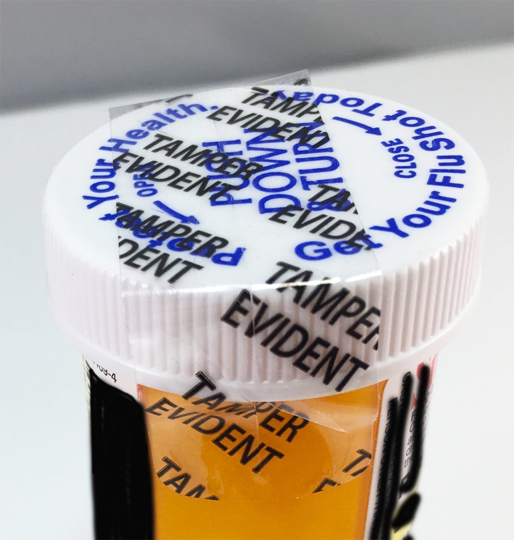 Tamper Evident Labels Large Clear with Black Ink .75 x 3.5 Inch Rectangles 500 Adhesive Stickers
