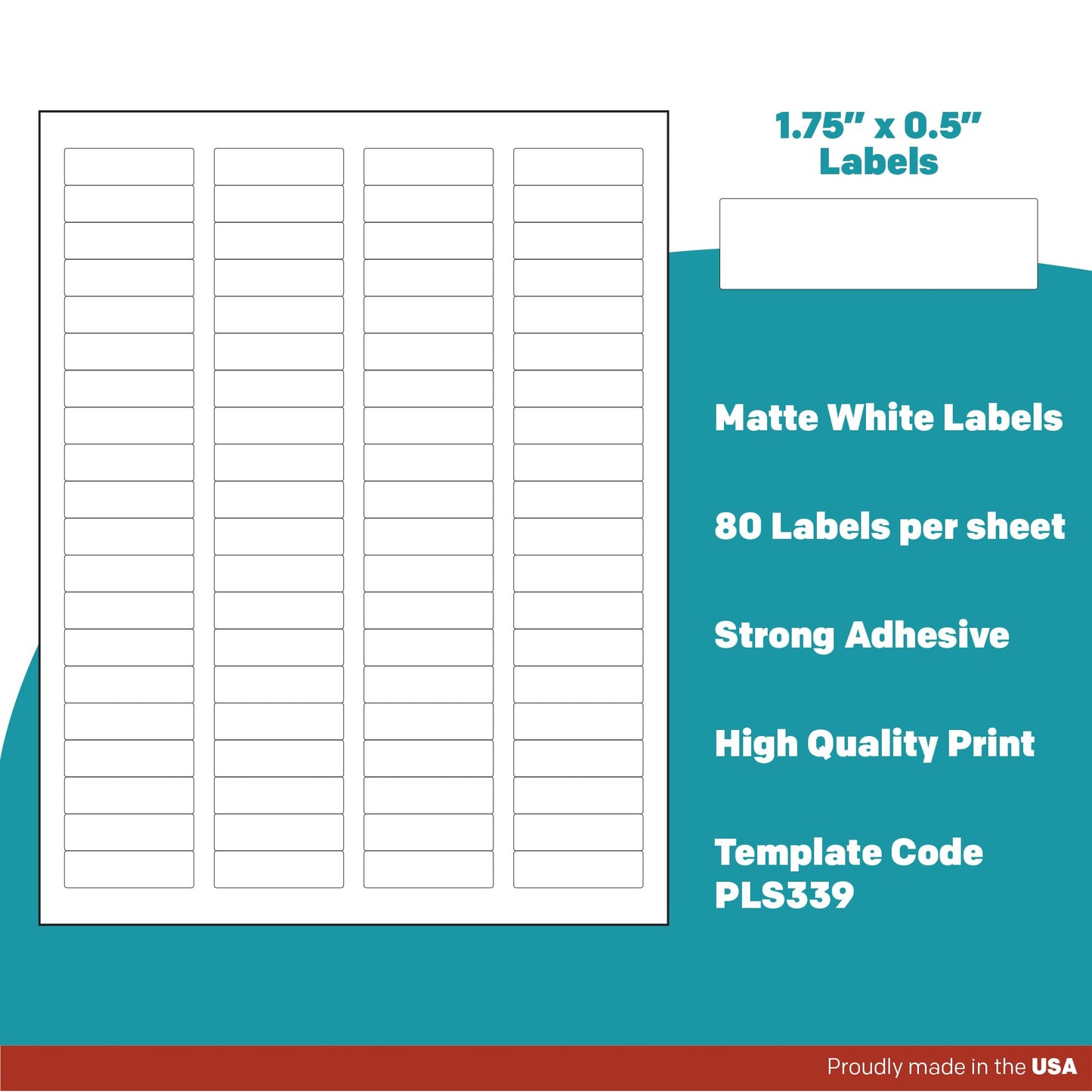 Premium Label Supply White Sticker Return Address Labels – 1.75" x .5" – Laser/Inkjet Compatible – (80 per Sheet), 25 Sheets – 2000 Total Adhesive Labels 2000 Labels