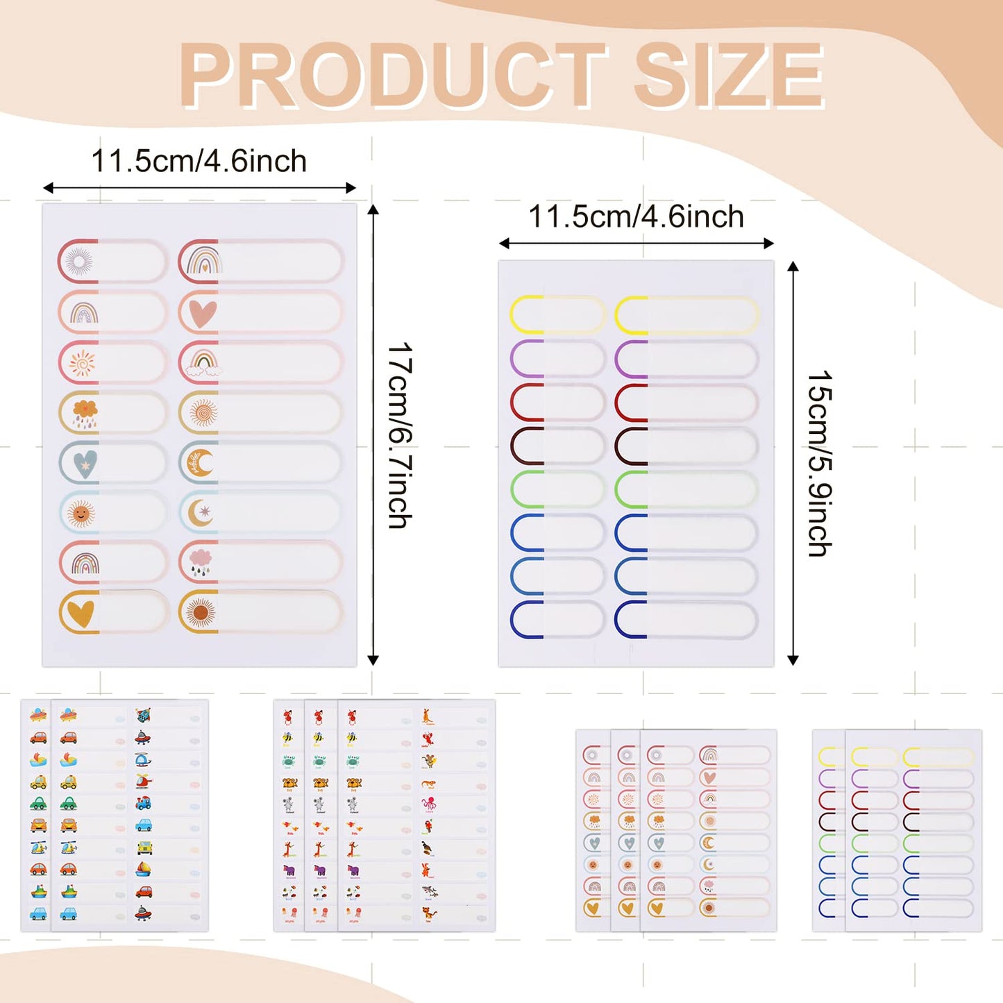 180pcs Labels for Daycare, Self Adhesive Kids Name Sticker Labels Waterproof All Purpose Labels Daycare Cute Colorful Write-on Name Labels for Baby Bottle Water Bottles School Supplies