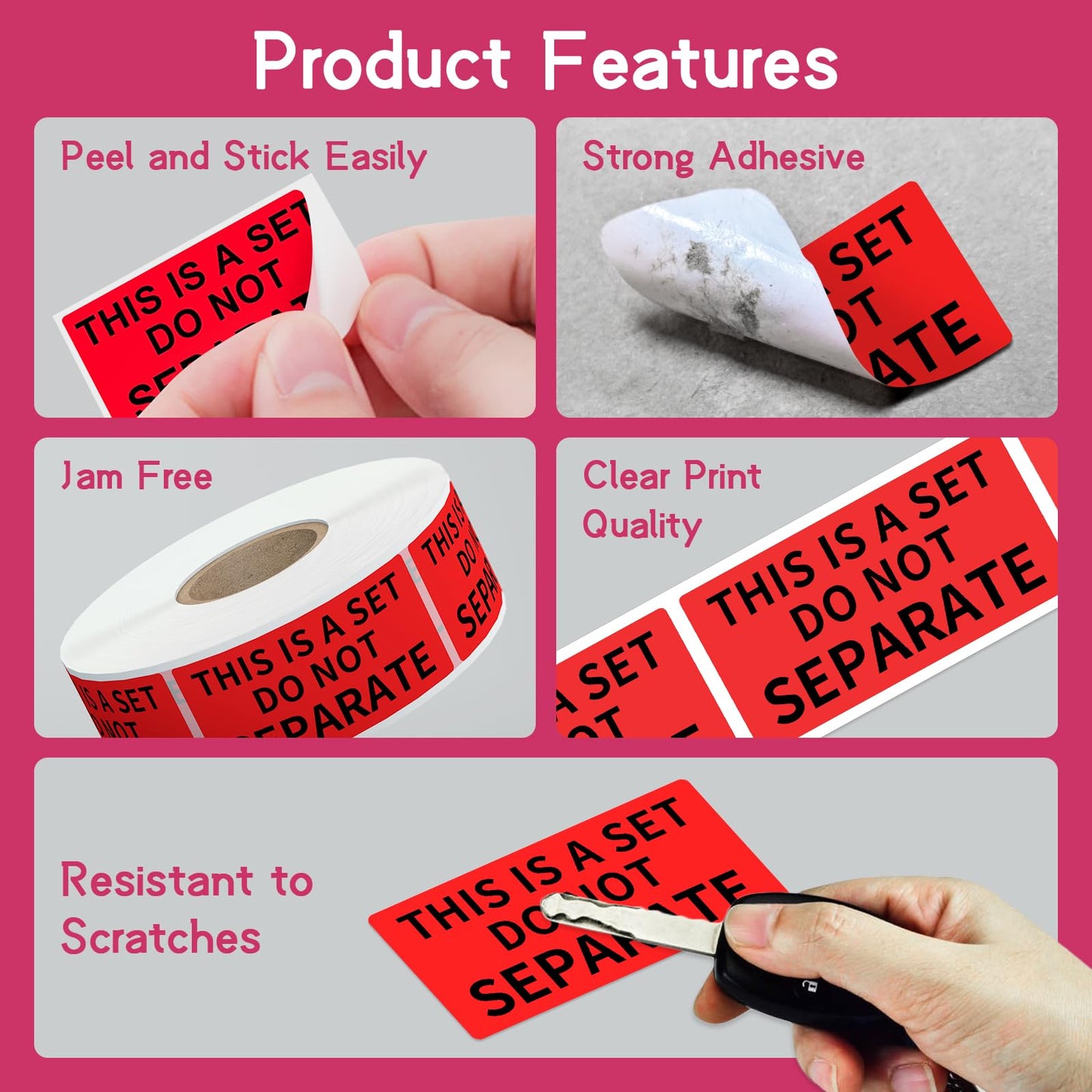 12 Rolls 1" x 2" This is a Set Do Not Separate Labels, Fluorescent Red Packing Labels Stickers for Shipping Bundle Sets and Multi-Pack Products
