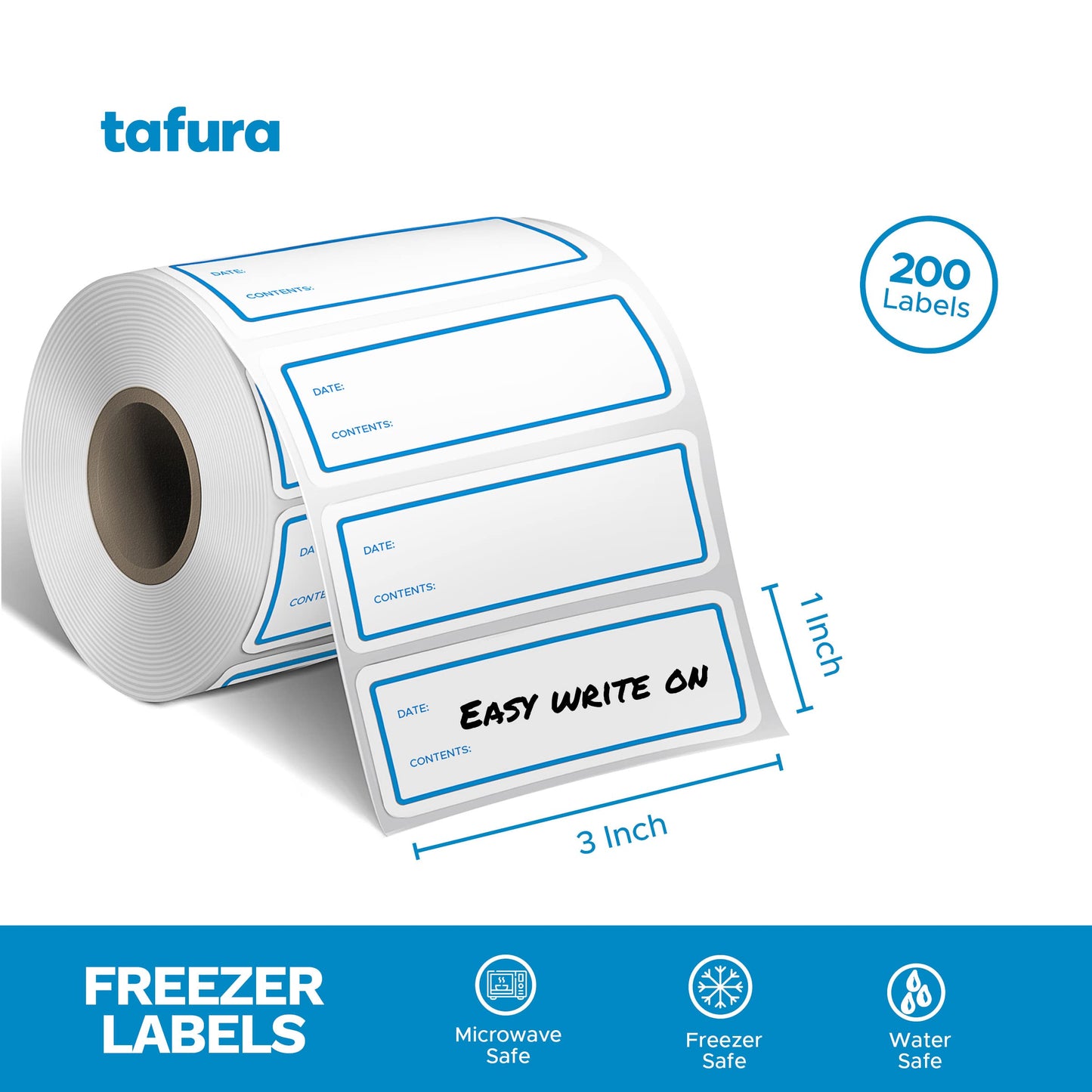 Tafura Food Labels (200 pcs) Freezer Labels for Food Containers | Removable Food Labels Stickers, Easy Write On, No Residue, 1x3 Inch