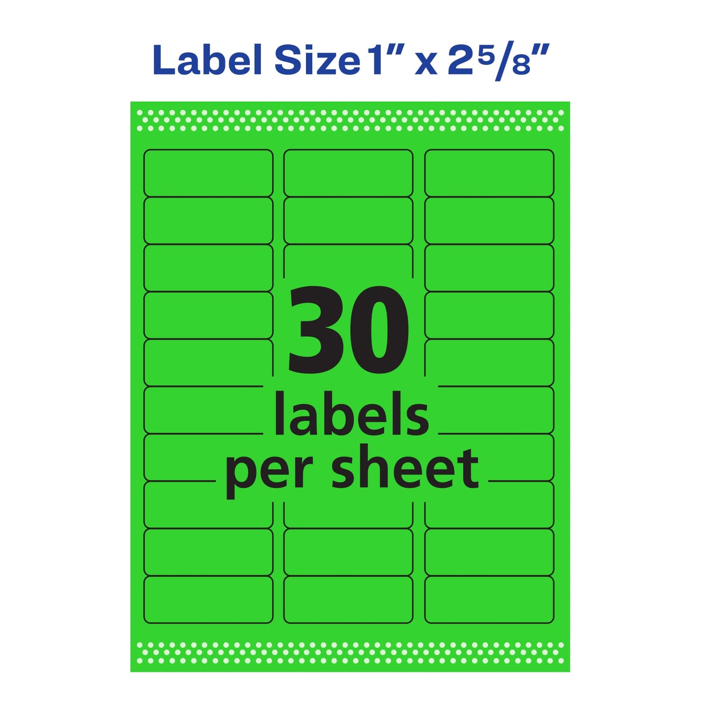 Avery Printable Address Labels with Sure Feed, 1" x 2-5/8", Assorted Neon (Magenta, Green and Yellow), 450 Blank Mailing Labels for Laser and Inkjet Printers (5979) 1 in. X 2-5/8 in. 450 labels