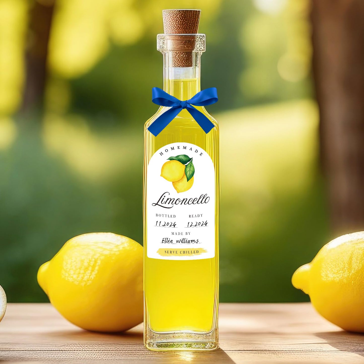 24 Pcs Limoncello Labels Valentine Lemon Bottle Labels 2 x 3 Inches Handmade Limoncello Stickers with Ribbon for 4 oz or 8 oz Bottles for Wedding Bridal Shower Gifts Small Business Supplies