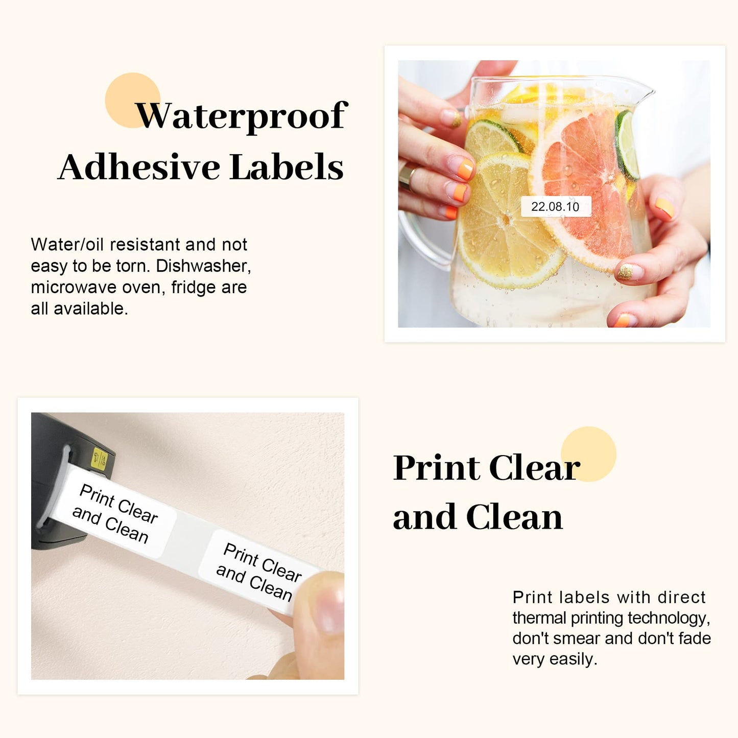 1 Roll (210 Labels/Roll) of Label Maker Replacement Tape - Refill for JIOSE B1 Label Maker- Waterproof Thermal Labels 14mm x 30mm (0.55x1.18 Inch), Adhesive Labeling Tapes White-label
