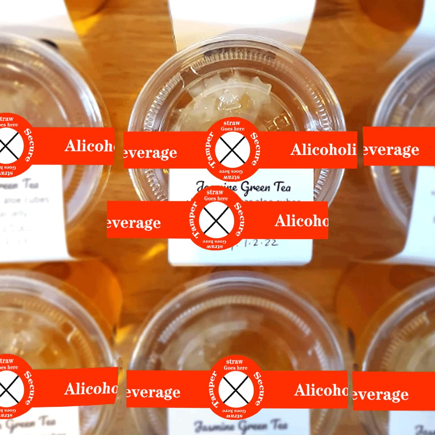 Alcohol to-Go Drink Straw Tamper Proof Stickers 500 Pcs Alcoholic Beverage Lid Stickers - 1 x 9 inch Safe Secure Tamper Evident Safety Seals Sticker for Alcohol Cups Drink Lids