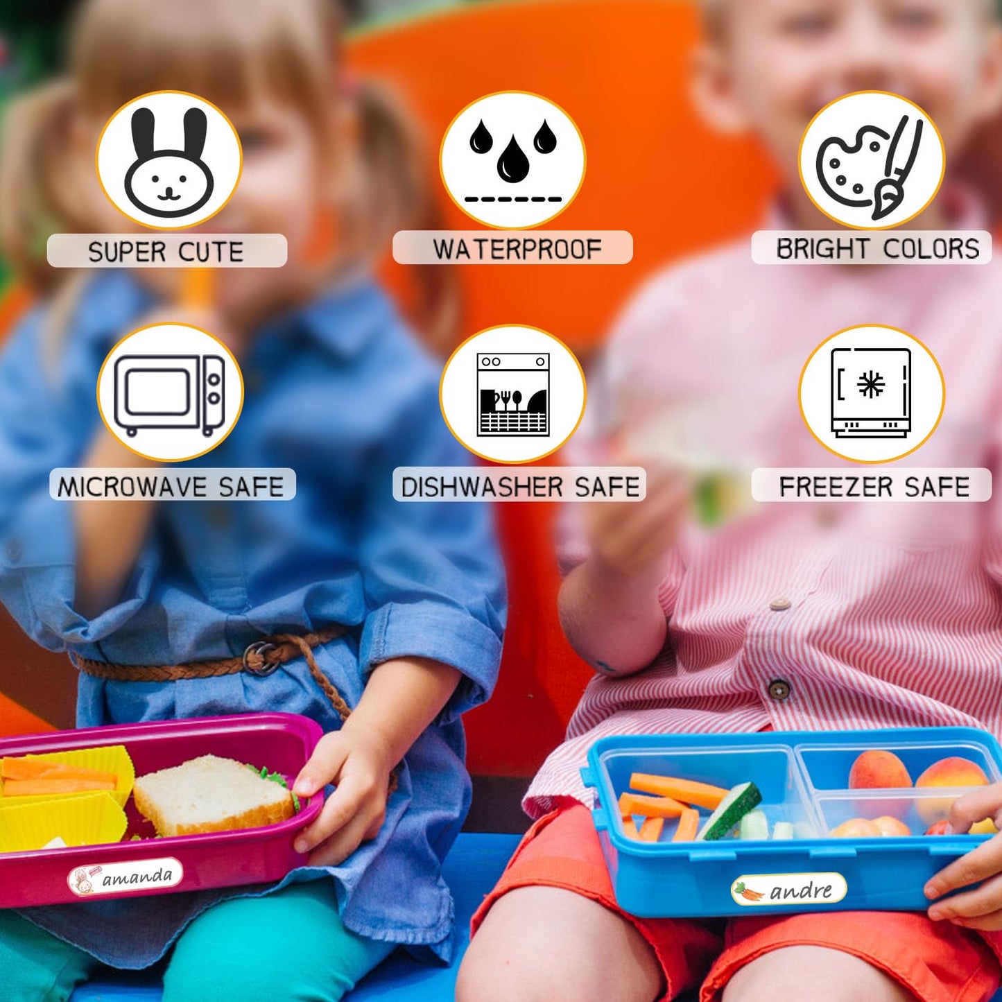 80pcs Waterproof Name Labels for Baby Bottles Daycare Containers, Self-Laminating Write-on All-Purpose Labels Personalizable, Dishwasher, Freezer & Microwave Safe, Original Design Bunny Name Labels 80 pcs bunny theme name labels