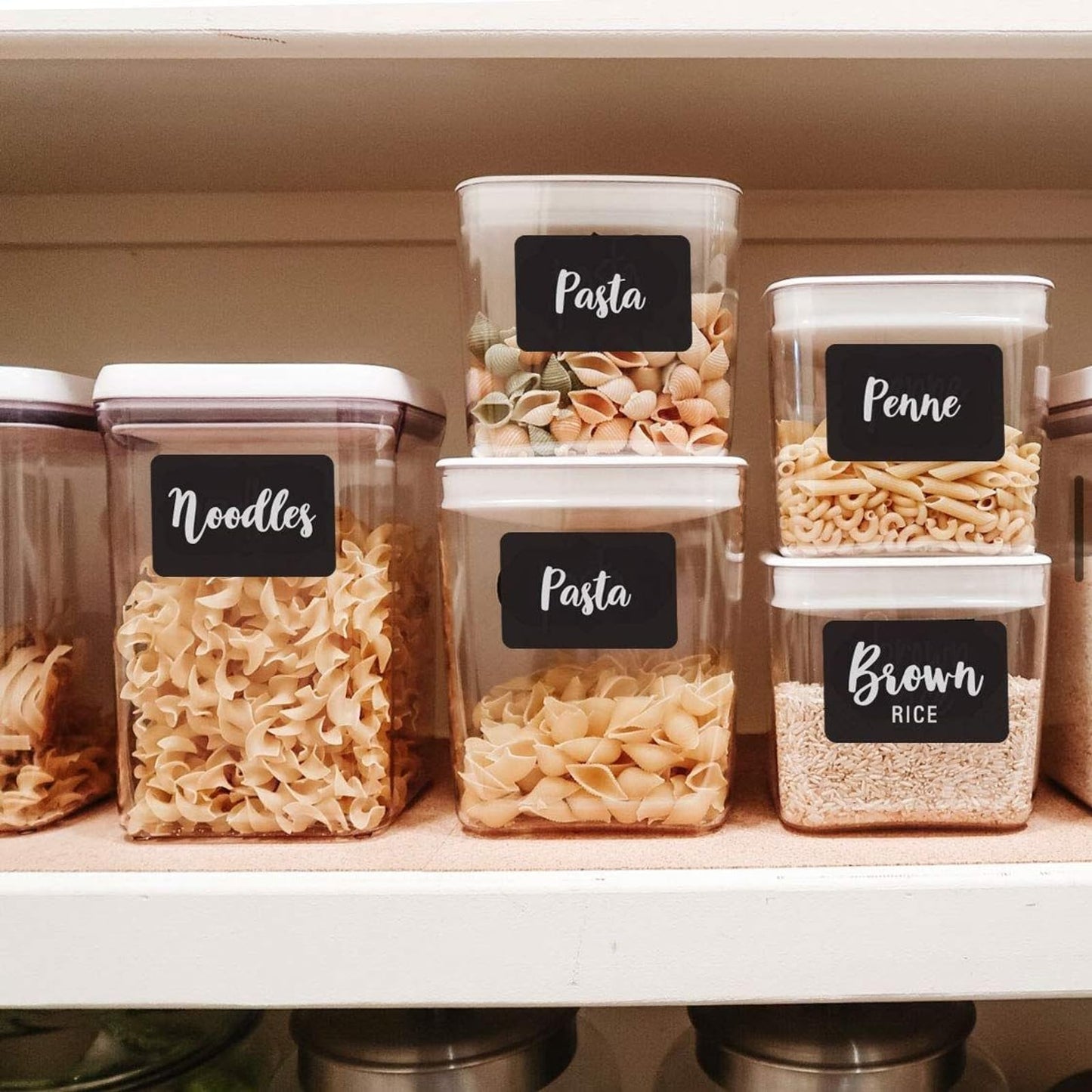 Talented Kitchen 128 Pcs Preprinted Chalkboard Pantry Labels for Storage Bins & Kitchen Organization - Waterproof Food Labels for Jars & Food Storage Container Chalkboard Cursive Pantry Set - 128 Labels X-large