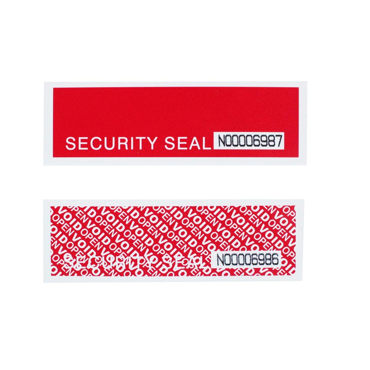 TamperSeals Group - 1 Roll Precut Serial Numbered Red Tamper Evident Security Tape (48mm x 50m x 2mil, 100% Total Transfer, Ultra-Thick “Void” Film, Every 6” Perforation)