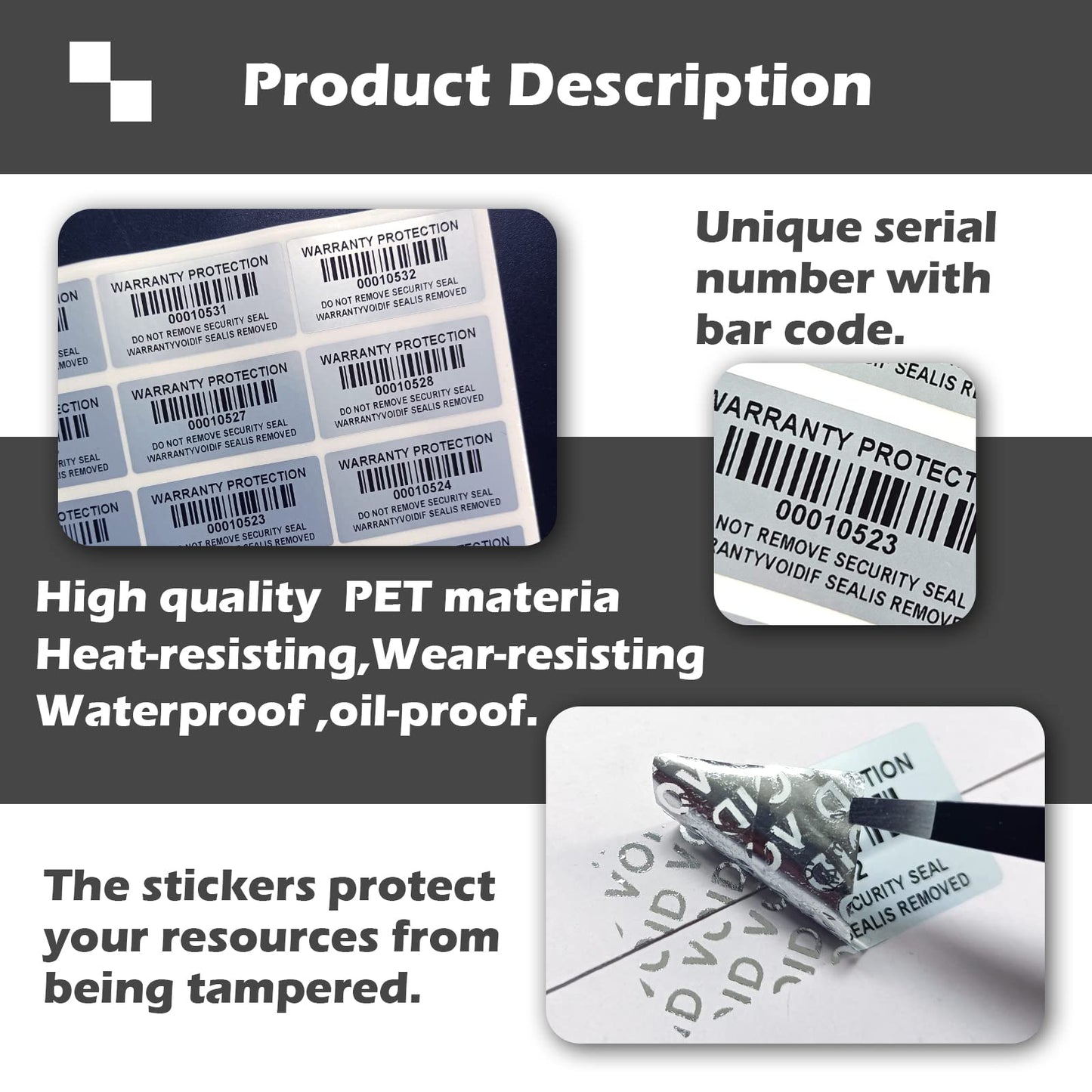 160pcs Tamper Evident Barcode Stickers with Individual Serial Number Security Warranty Void Sticker,Sealing Label for Package(1.6x0.8 inches,Silver) Silver