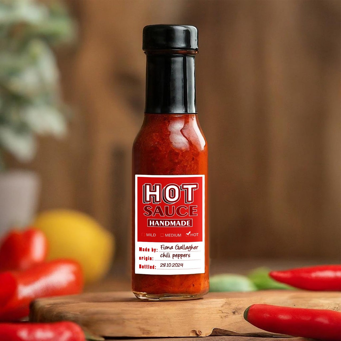 Hot Sauce Labels Spicy Sauce Stickers 3 x 2 Inch Homemade Hot Sauce Labels Bottle Labels with Ribbon and Rope for 4 oz or 8 oz Bottles for Personalized Gifts(Red,Classic) Red Classic