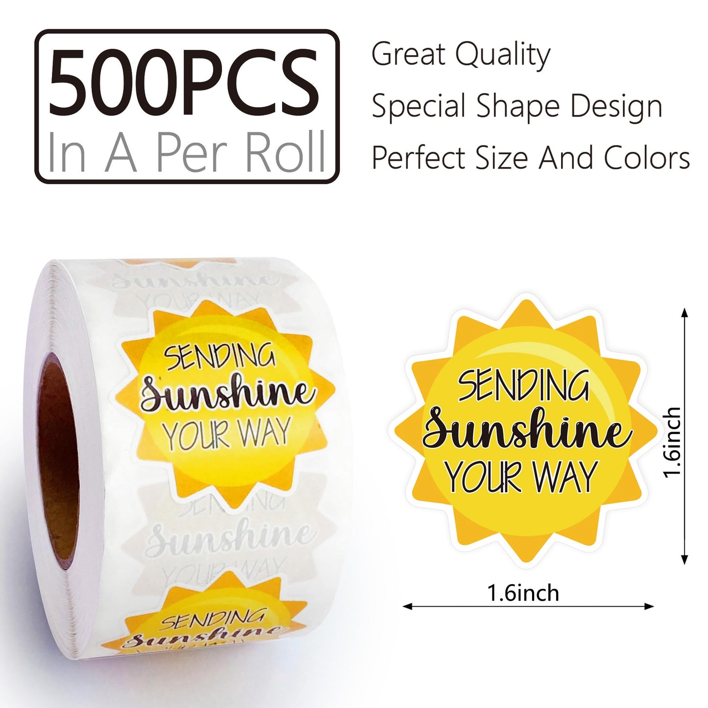500pcs Sending Sunshine Your Way Small Business Sticker Roll - Summer, Handmade, Gift Packaging