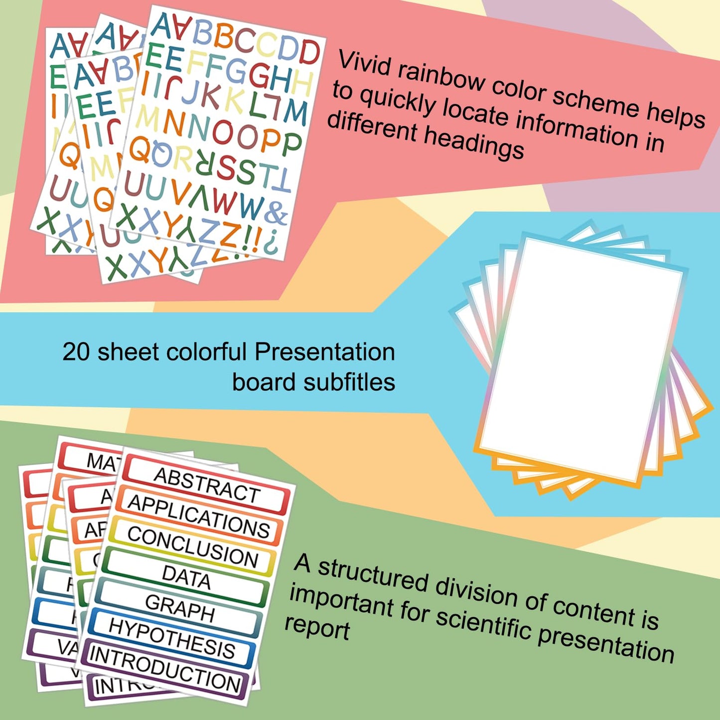 30 Pcs Self Adhesive Fair Board Presentation Science Subtitles Display Boards Presentation Labels Stickers Science Personalized Letter Sticker 8 Personalized Letter Sticker for Classroom Office