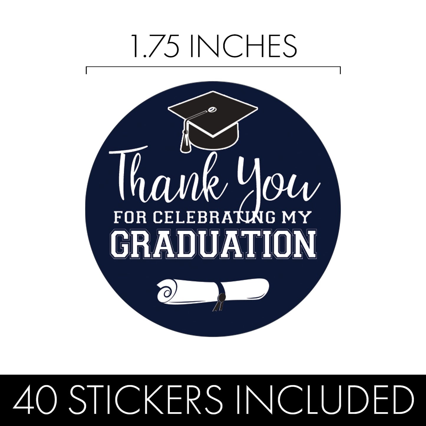 Navy Blue Graduation Thank You Favor Labels, Graduation Thank You Stickers 2025, 40 Count Navy Blue
