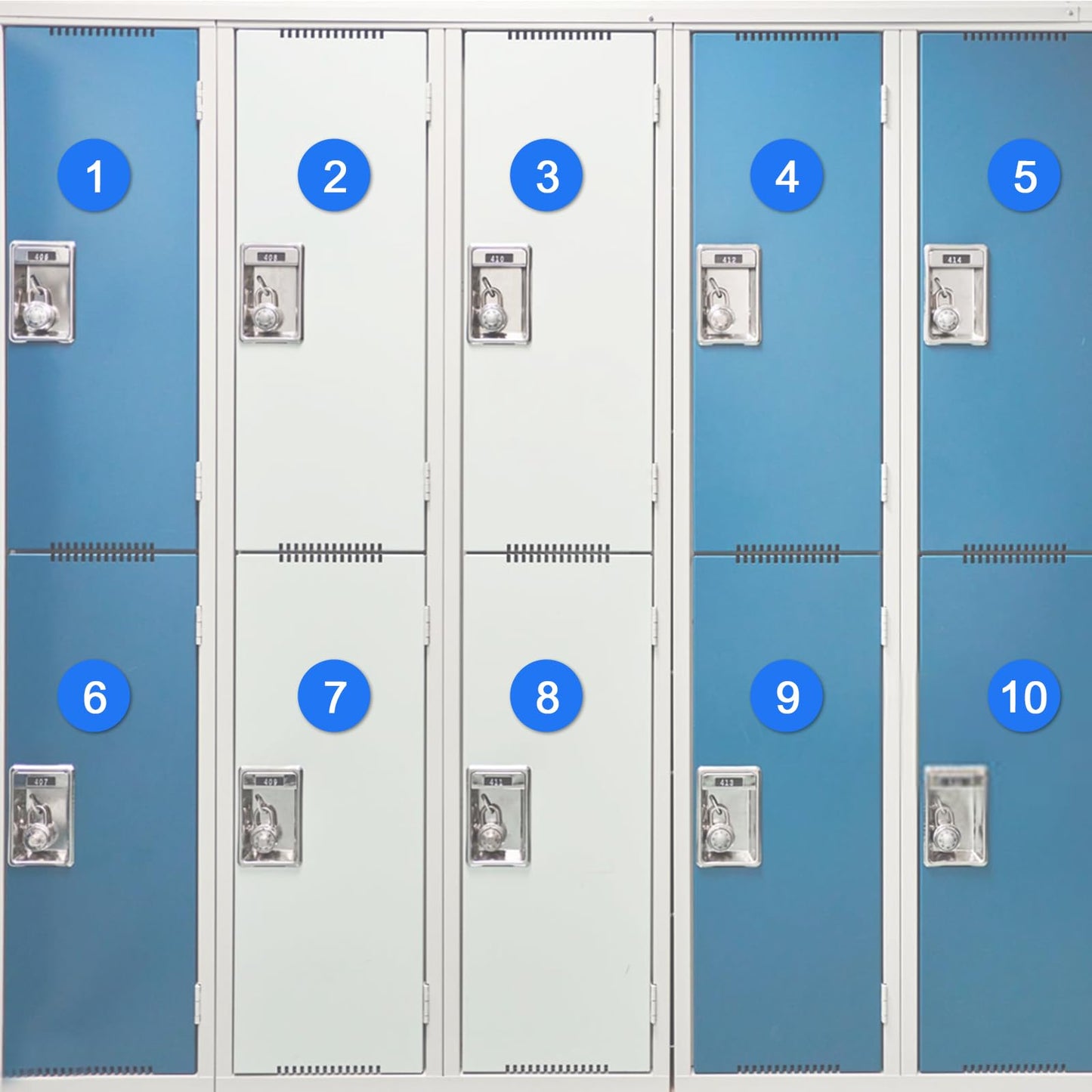 50 Pcs Blue Consecutive Number Stickers 1-25, Vinyl Small Number Stickers, Strong Adhesive/Waterproof & Anti-Fading, Suitable for Indoor/Outdoor Inventory Management Lockers Equipment Home Office 1 inch