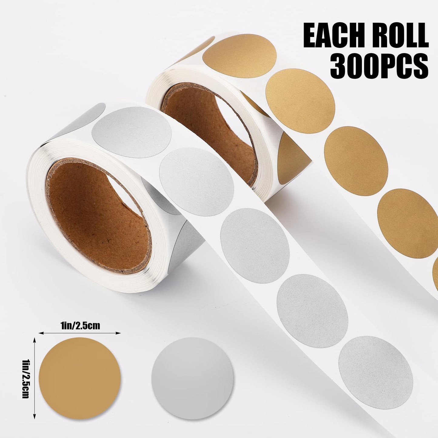 600pcs 1-Inch Scratch Off Stickers, Gold & Silver Round Scratch Off Labels Self-Adhesive Scratcher Make Your Own Custom Scratch Off Cards for Top Secret Winner Prize Lottery Tickets DIY Raffle Card