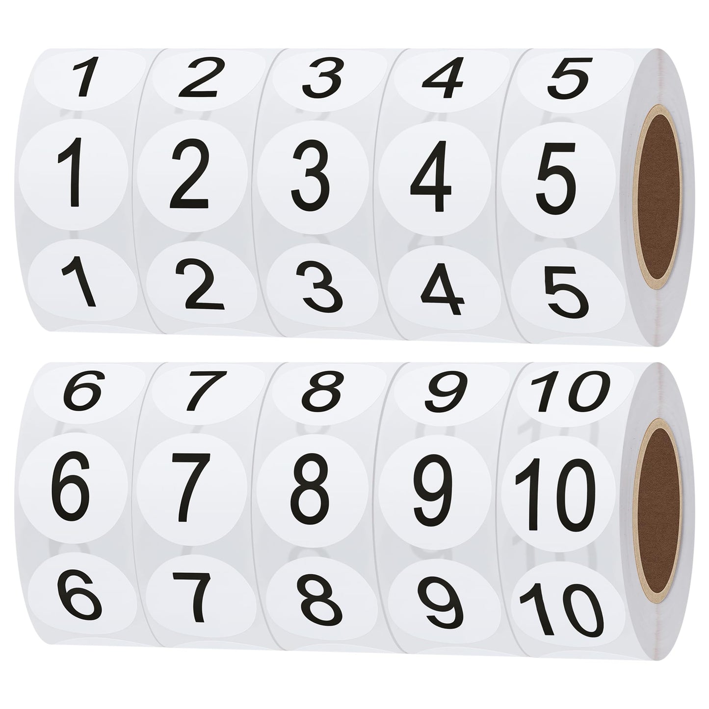 Hybsk Number Stickers 1-10 1" Inch Round Office Warehouse Organization Inventory Storage Labels - 500 per roll 5000 Total Stickers (Gloss Paper) Gloss Paper