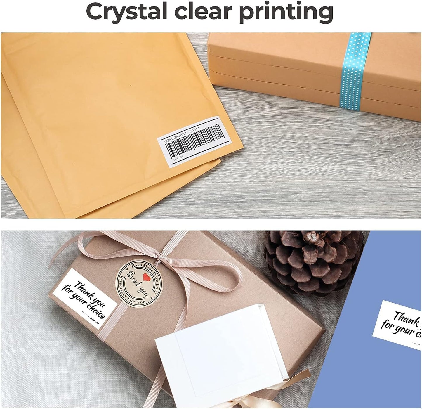 MUNBYN 2.25"x1.25" Thermal Sticker Labels, White Self-Adhesive Barcode Label Paper for Direct Thermal Printer and Business, Multi-Purpose Rectangle Address Shipping Mailing Stickers,1000 Sheets/Roll 2.25x1.25 1