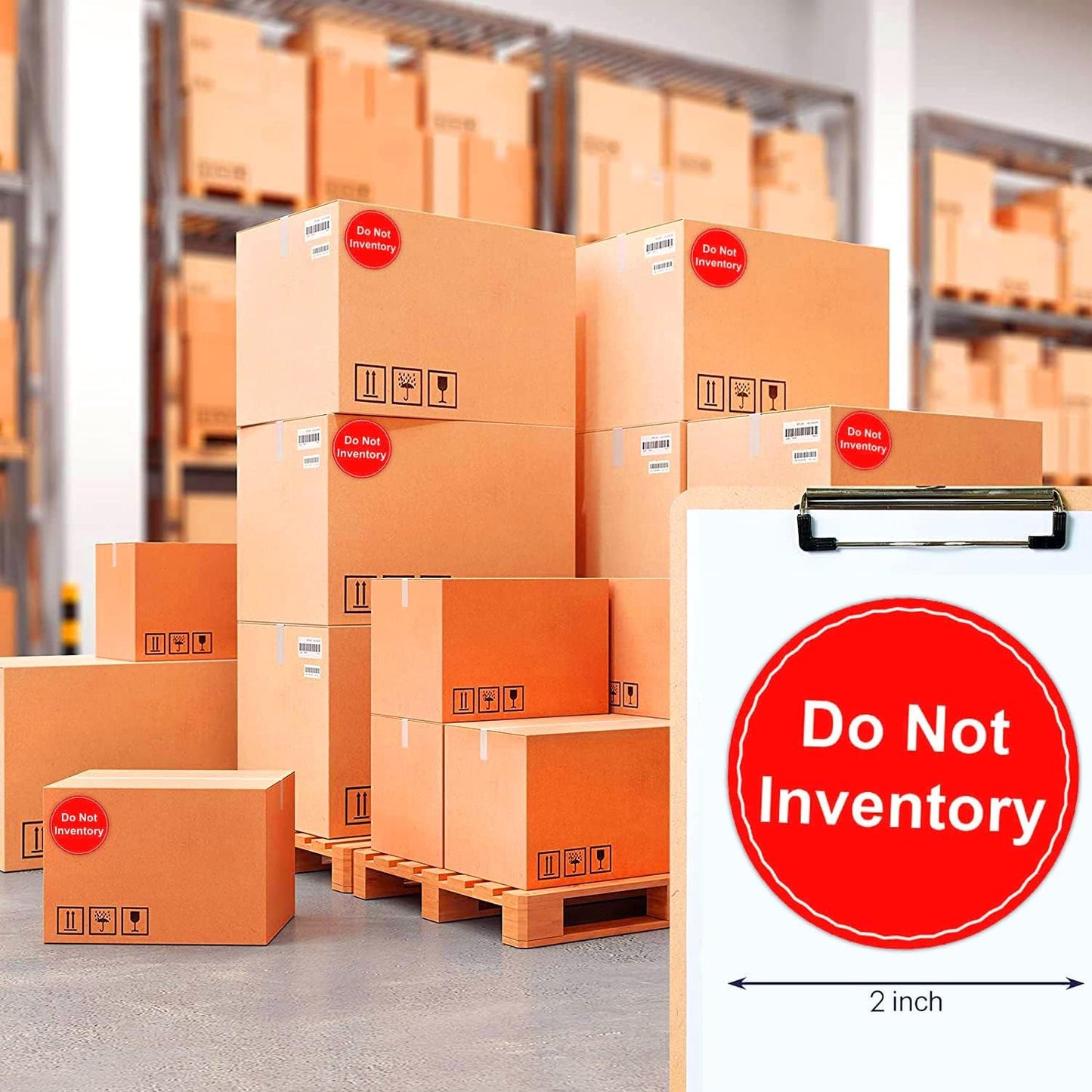 Do Not Inventory Labels 2 inch Do Not Inventory Stickers for Quality Red with White Round Circle Dots Control,Inventory,Warehouse 500 pcs per Roll