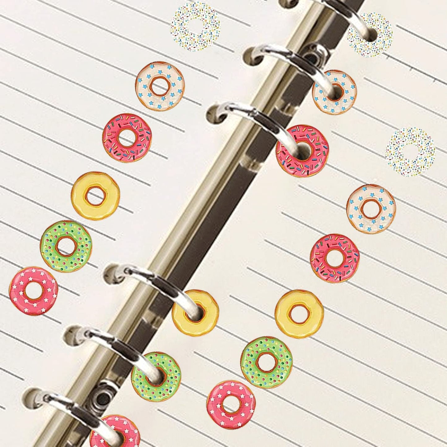 Hole Label Loose-Leaf Paper Hole Reinforcement Stickers Assorted Donut Designs 0.25 inch Binder Hole Reinforcements Labels for School, Home and Office Hole-Punched Pages 2000 Pcs